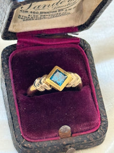 Unique 18ct Yellow & White Gold Blue Diamond Ring – Handcrafted Elegance