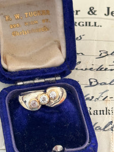 One-of-a-Kind 18ct White & Yellow Gold Three-Diamond Ring – Mason Carter Design