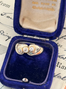 One-of-a-Kind 18ct White & Yellow Gold Three-Diamond Ring – Mason Carter Design