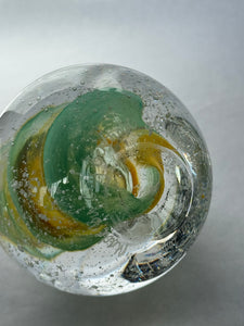 Hoglund Glass Paperweight Yellow & Lime Twist