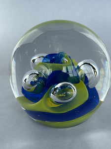 Hoglund Glass Paperweight Lime & Blue Twist