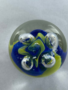 Hoglund Glass Paperweight Lime & Blue Twist