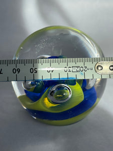Hoglund Glass Paperweight Lime & Blue Twist