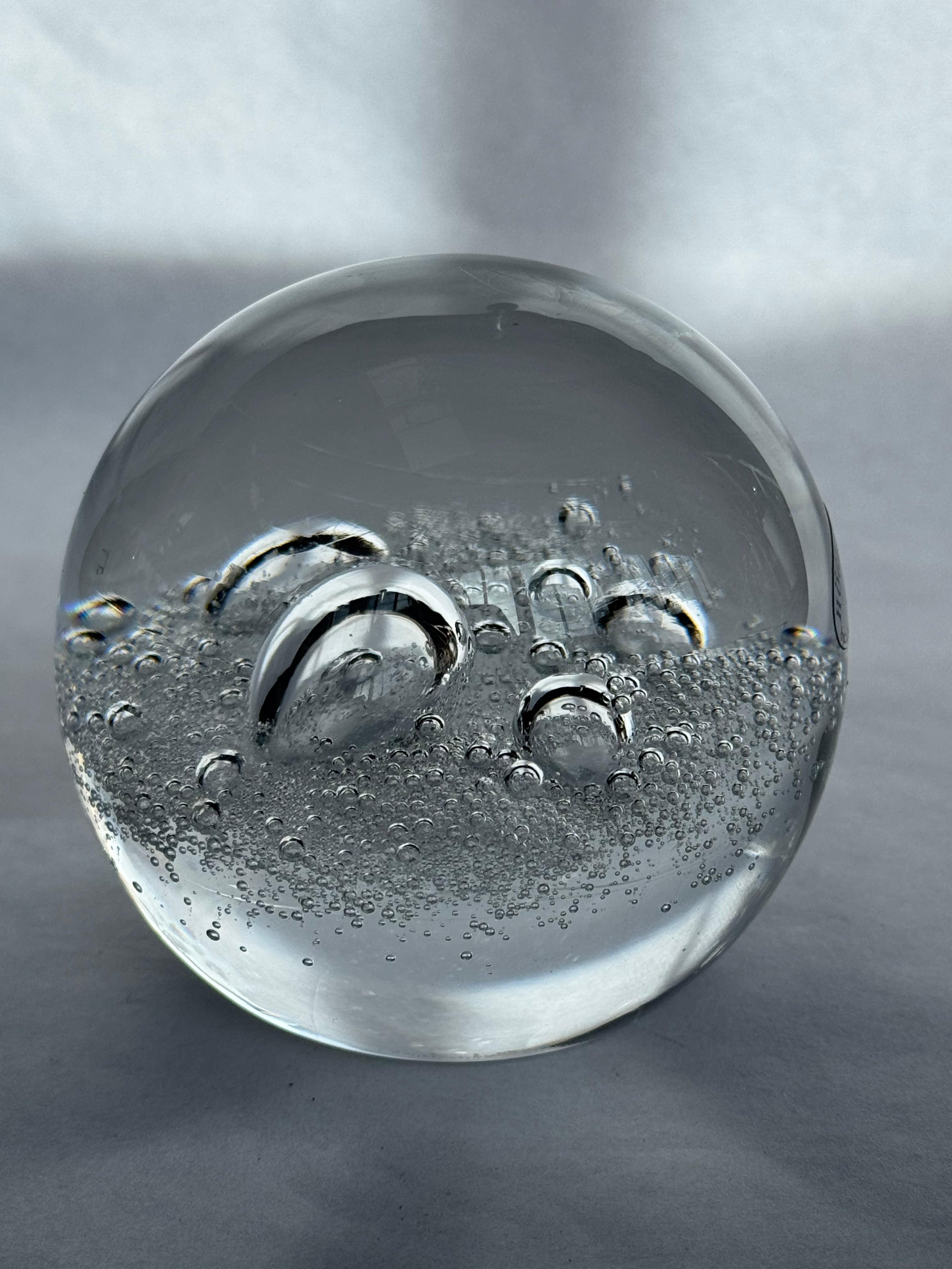Hoglund Glass Paperweight 1993 Clear Bubbles