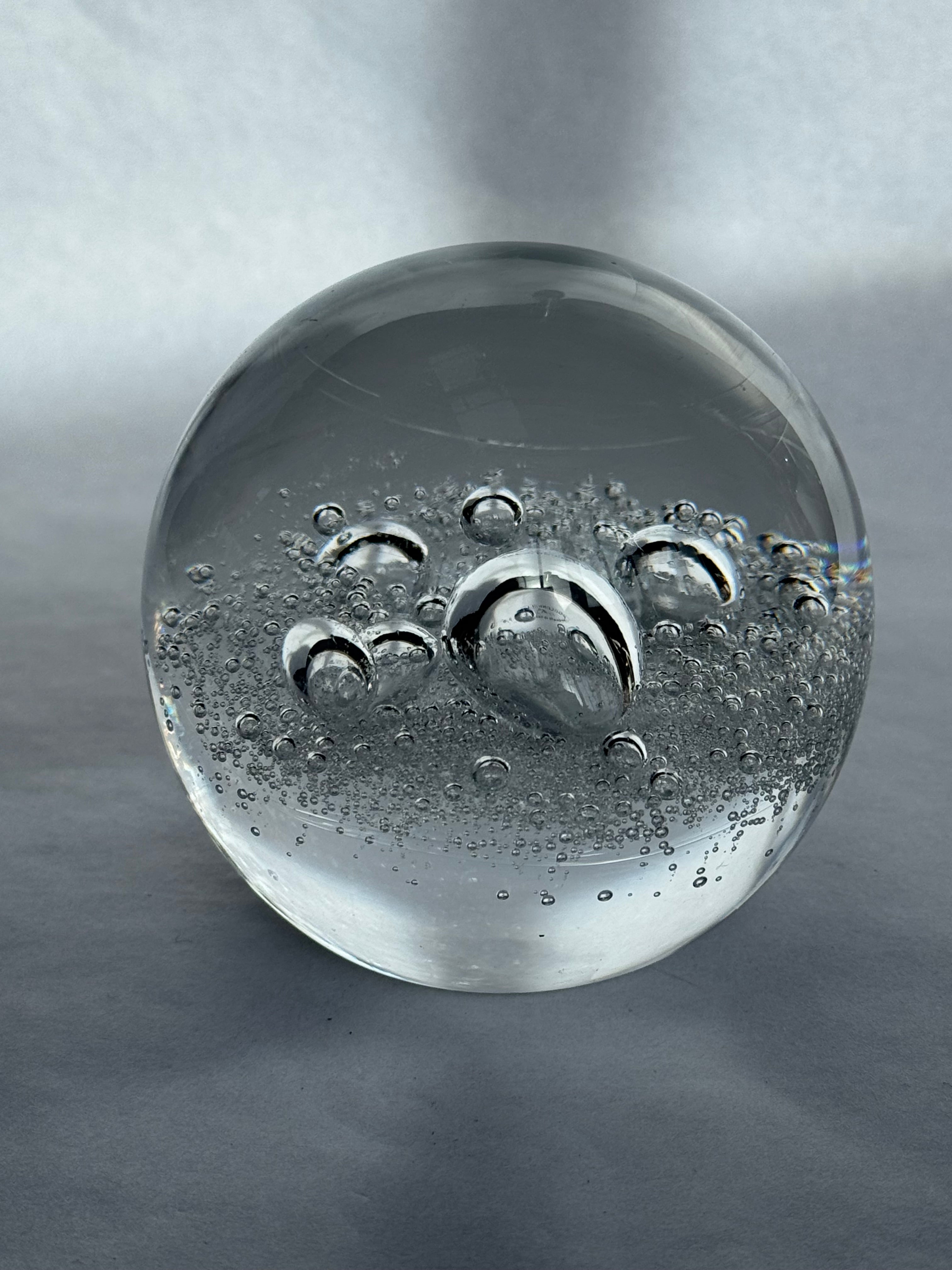 Hoglund Glass Paperweight 1993 Clear Bubbles