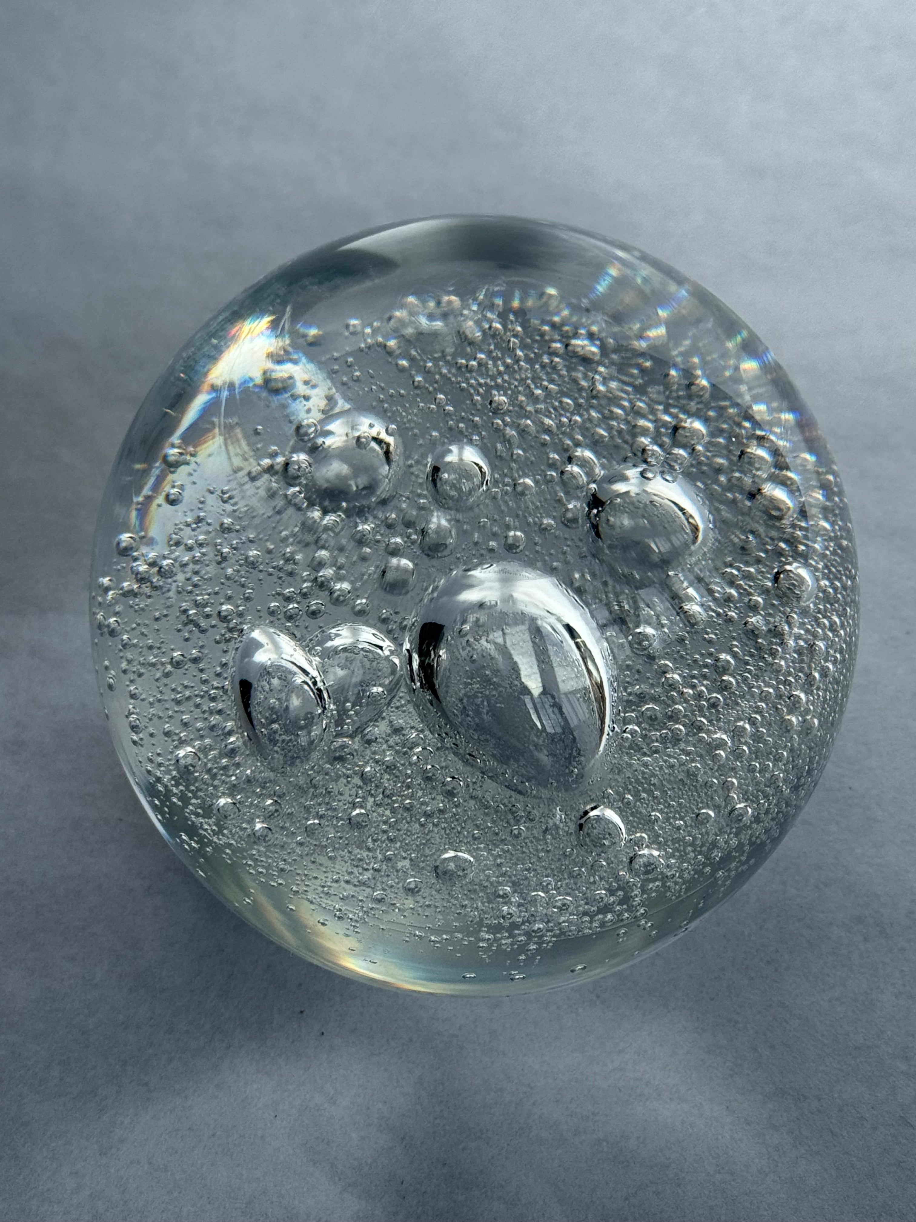 Hoglund Glass Paperweight 1993 Clear Bubbles