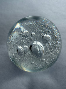 Hoglund Glass Paperweight 1993 Clear Bubbles
