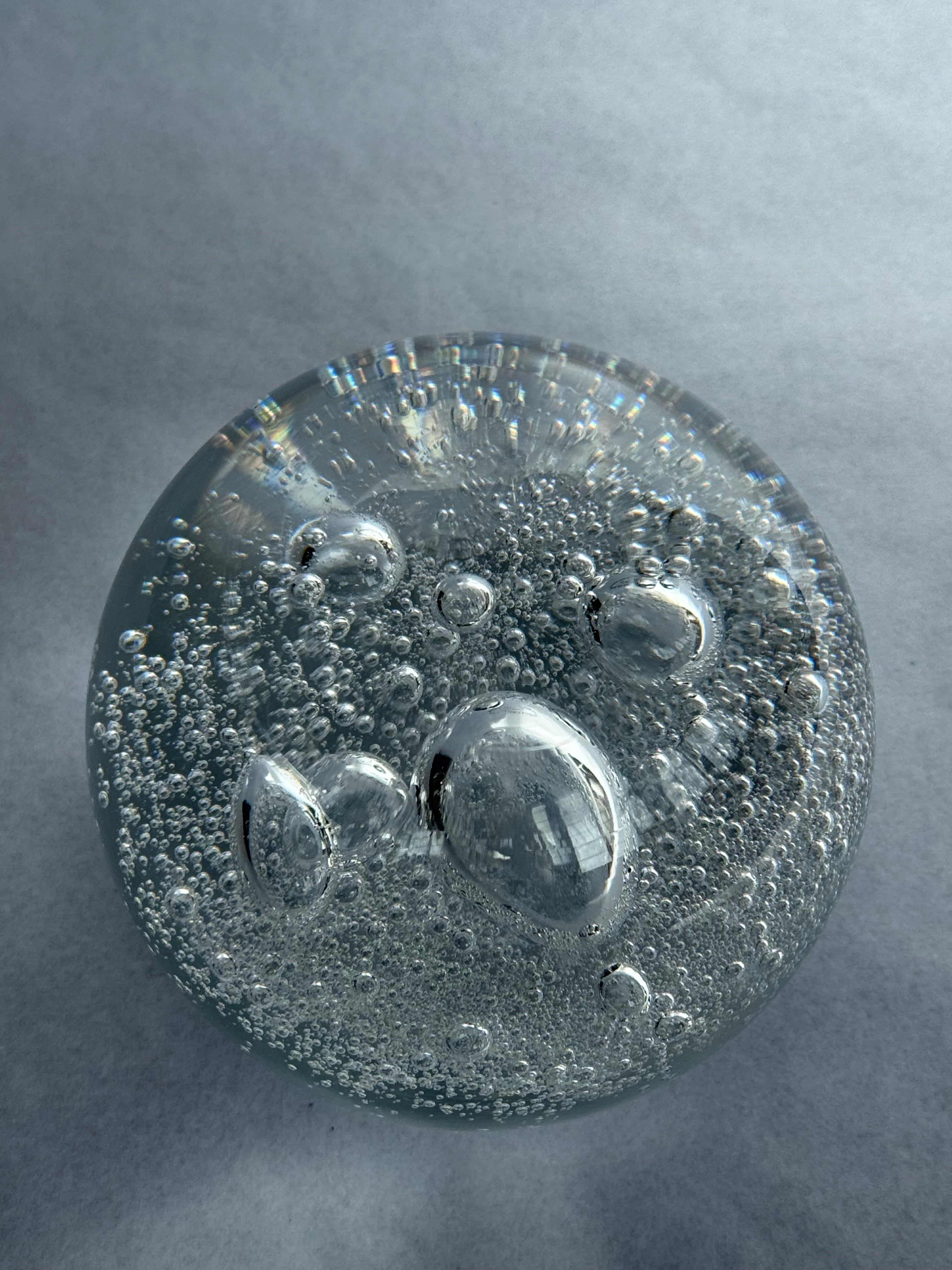 Hoglund Glass Paperweight 1993 Clear Bubbles