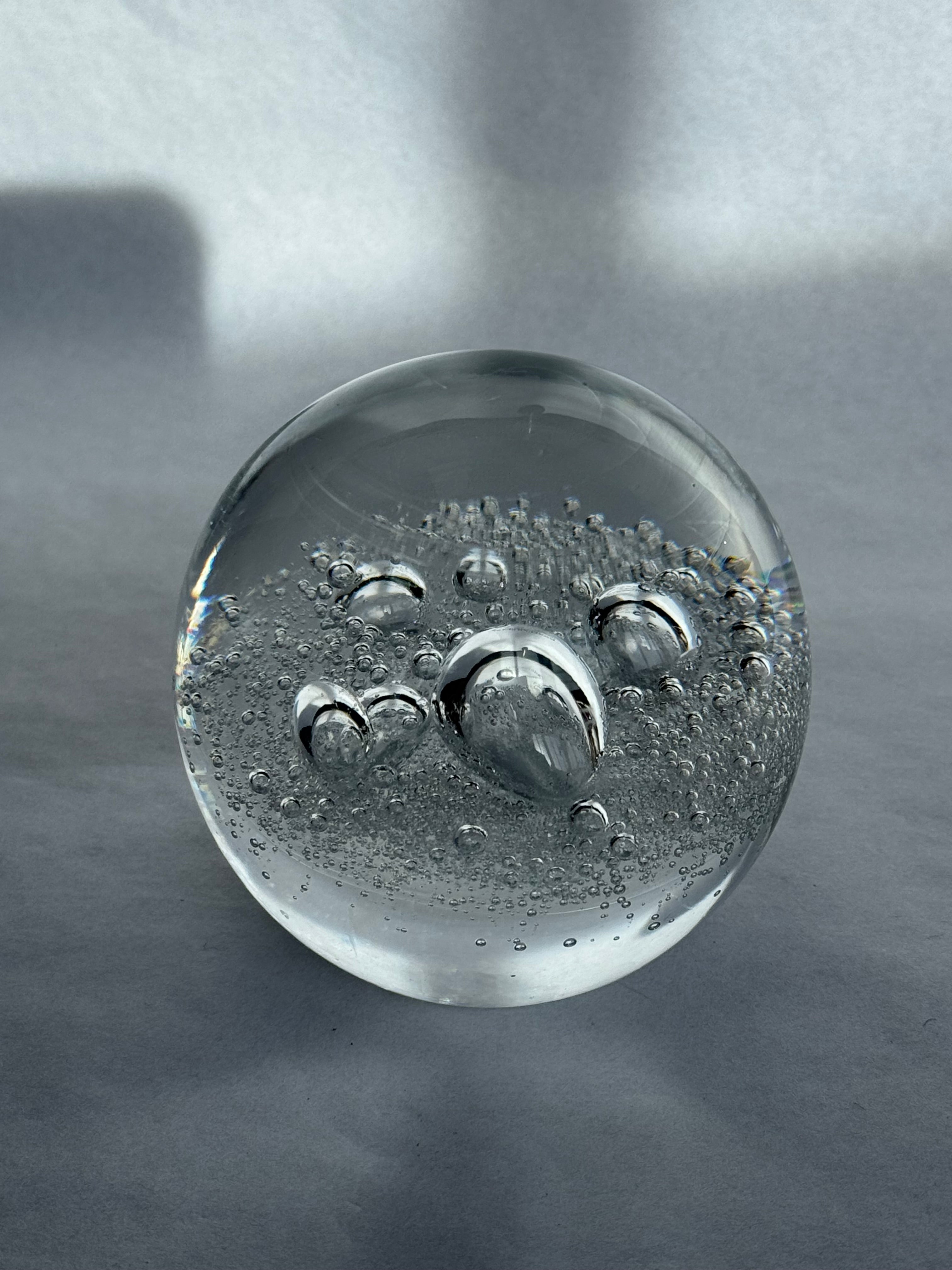 Hoglund Glass Paperweight 1993 Clear Bubbles