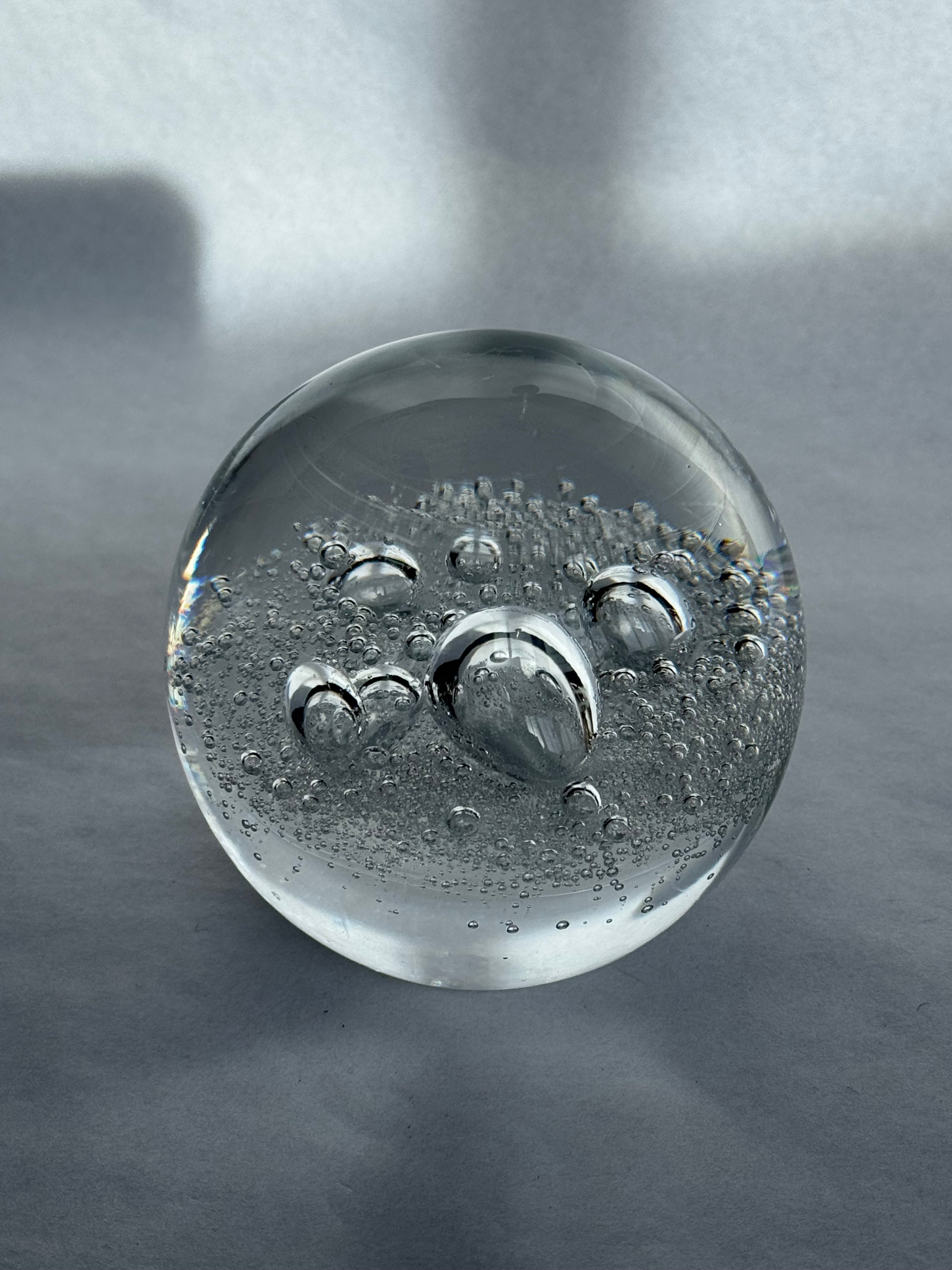 Hoglund Glass Paperweight 1993 Clear Bubbles