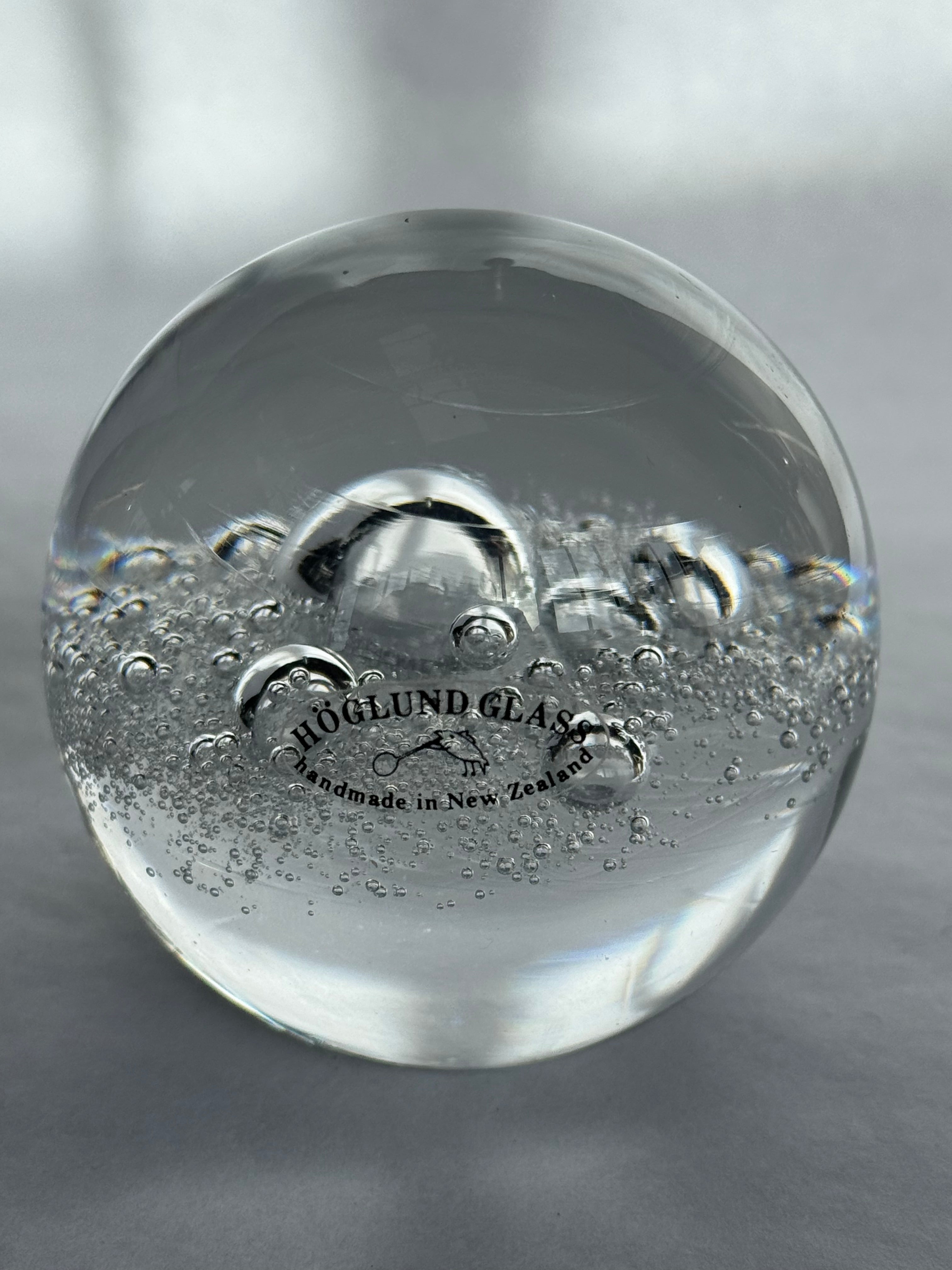 Hoglund Glass Paperweight 1993 Clear Bubbles