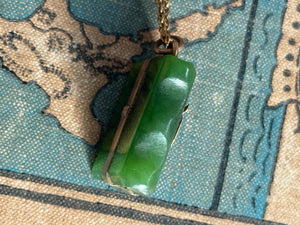 Antique 9ct & Pounamu Book Pendant - Heritage Jewellery