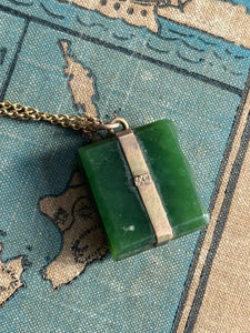 Antique 9ct & Pounamu Book Pendant - Heritage Jewellery
