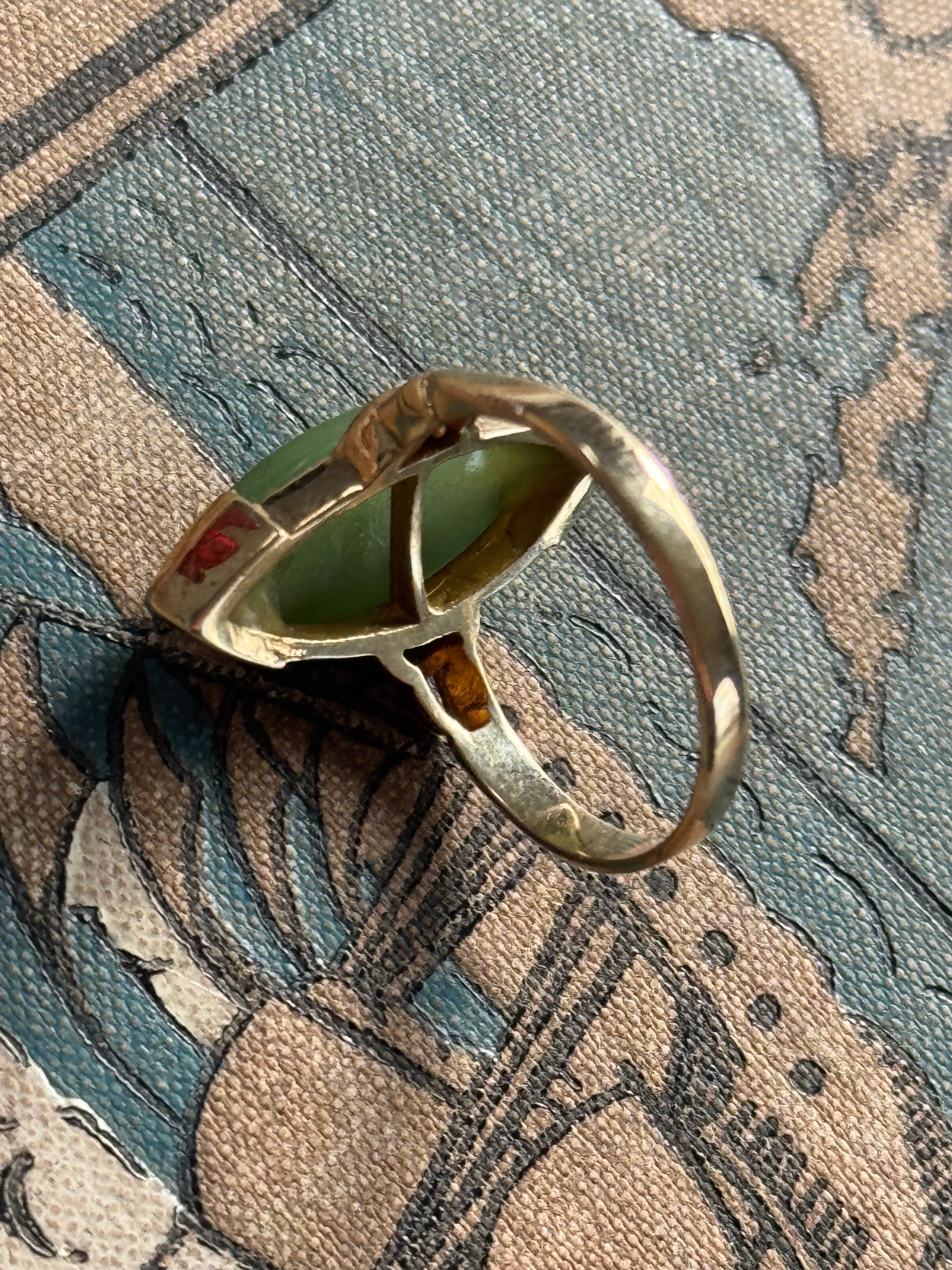Vintage 9ct Yellow Gold – Pounamu Ring Size M