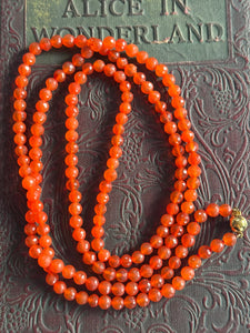 Carnelian Necklace 9ct Yellow Gold Clasp  – Rare & Stunning