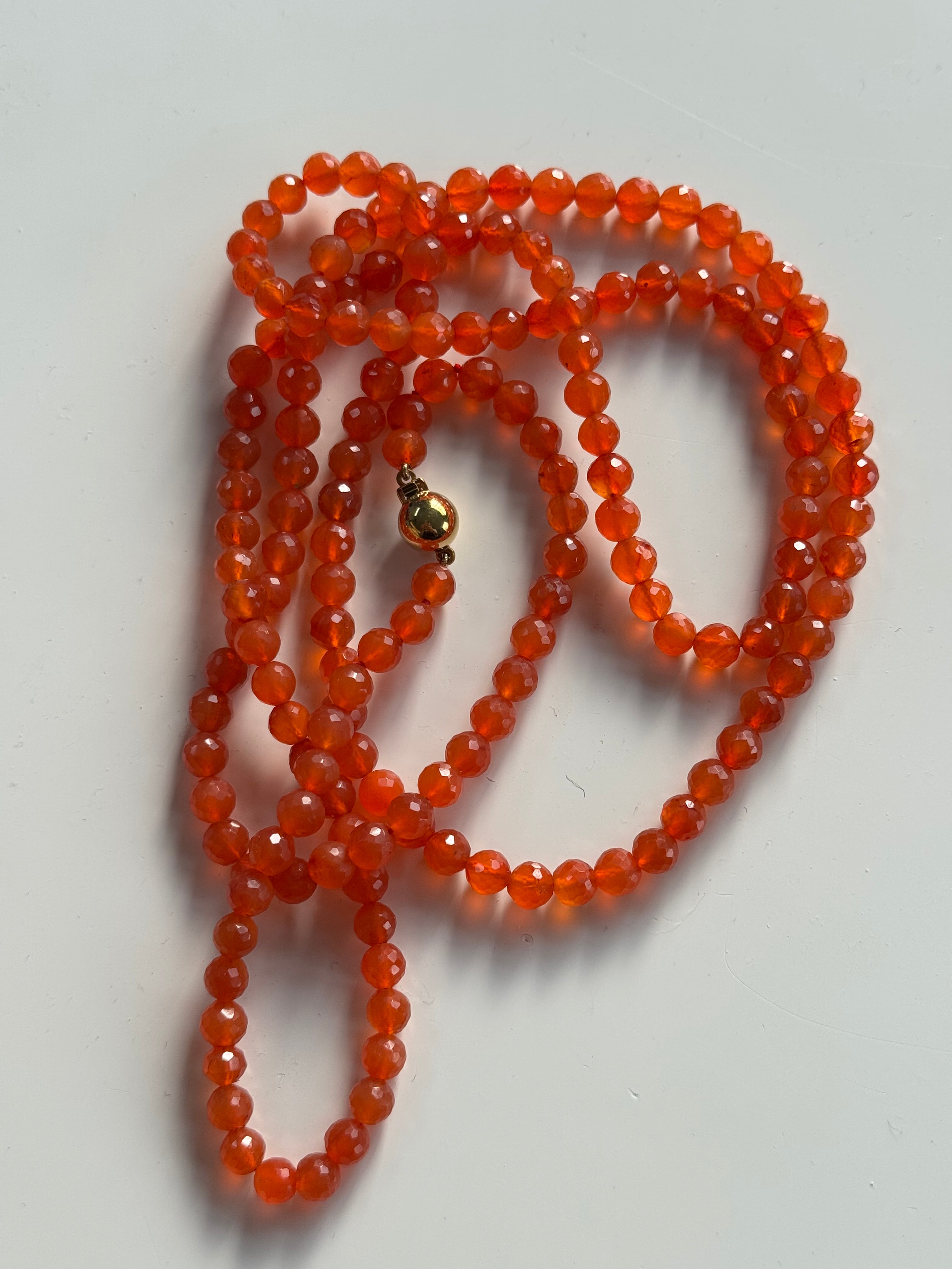Carnelian Necklace 9ct Yellow Gold Clasp  – Rare & Stunning