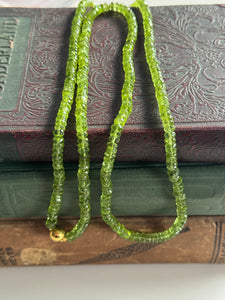 Peridot Necklace 9ct Yellow Gold Clasp  – Rare & Stunning