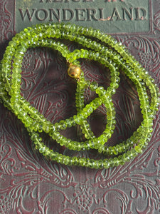 Peridot Necklace 9ct Yellow Gold Clasp  – Rare & Stunning