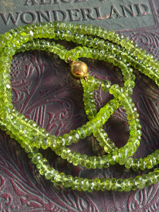 Peridot Necklace 9ct Yellow Gold Clasp  – Rare & Stunning