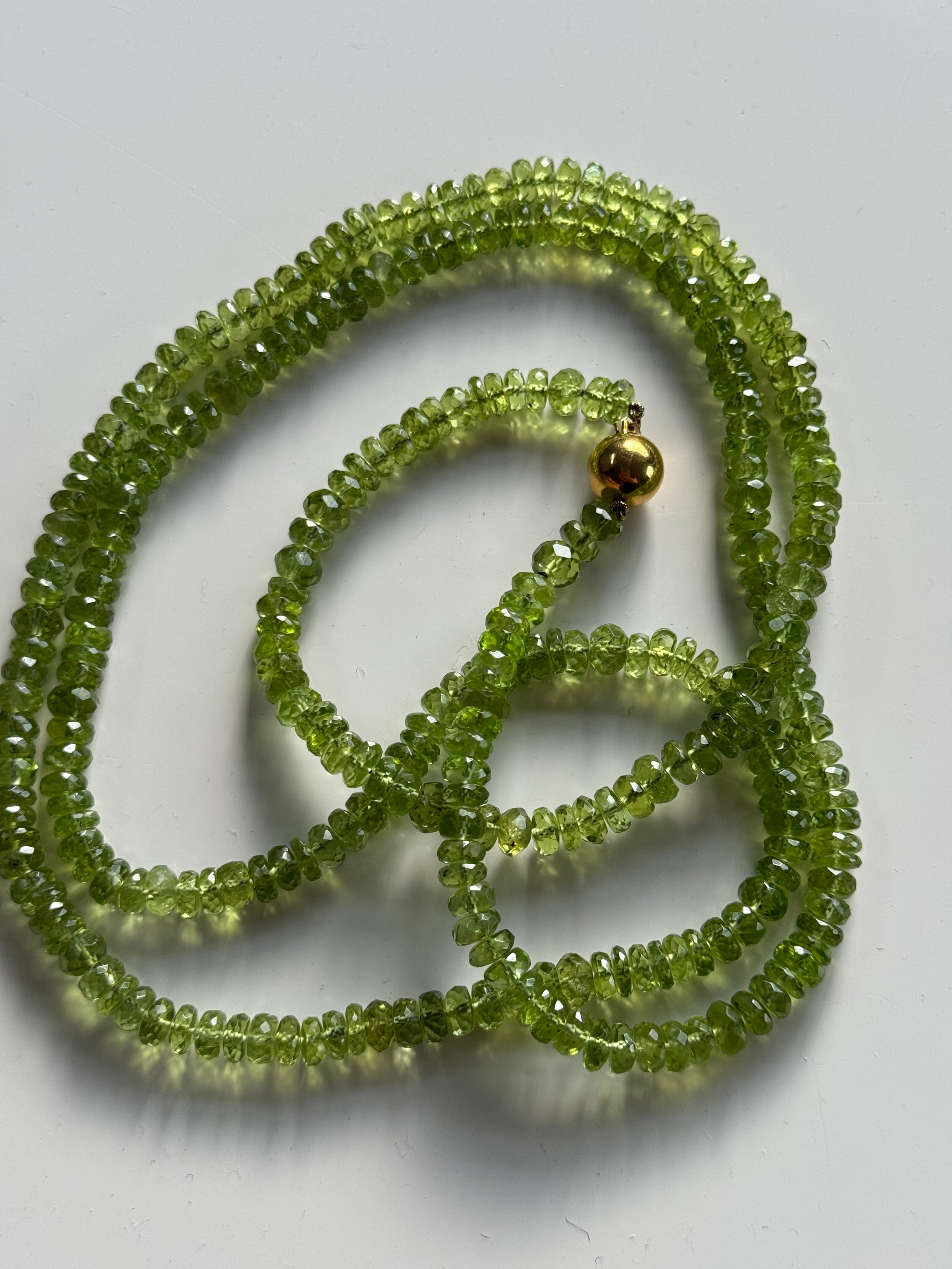 Peridot Necklace 9ct Yellow Gold Clasp  – Rare & Stunning