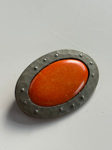 Arts & Crafts Brooch Oval Orange Beauty