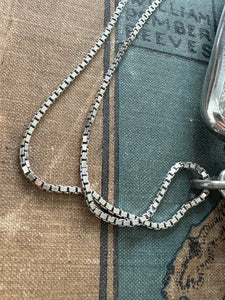 Antique Sterling Vesta Case & Unusual Boxed Link Chain