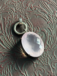 Rose Quartz Oxidised Sterling Silver Pendant Bespoke  – Rare & Stunning