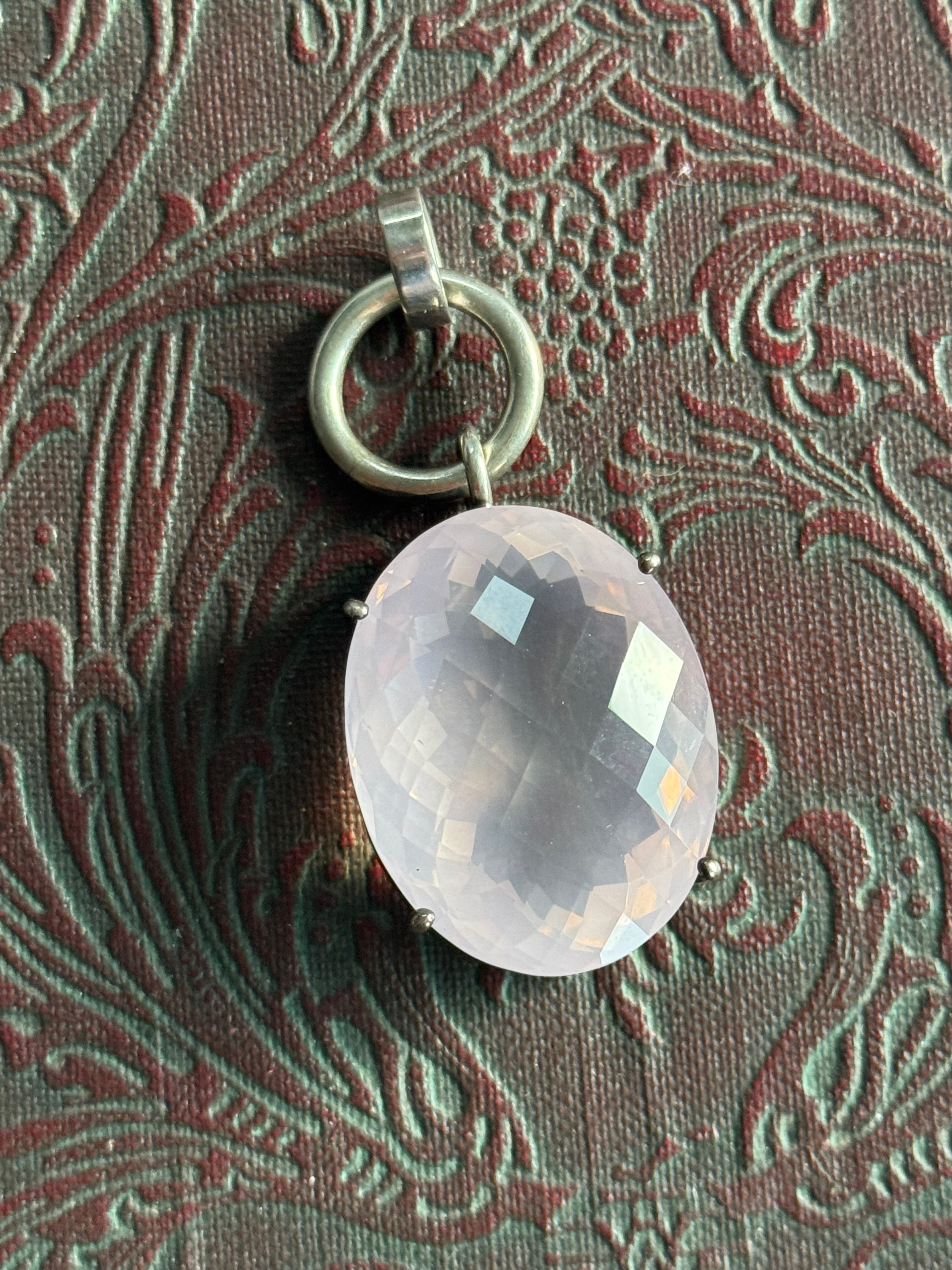 Rose Quartz Oxidised Sterling Silver Pendant Bespoke  – Rare & Stunning