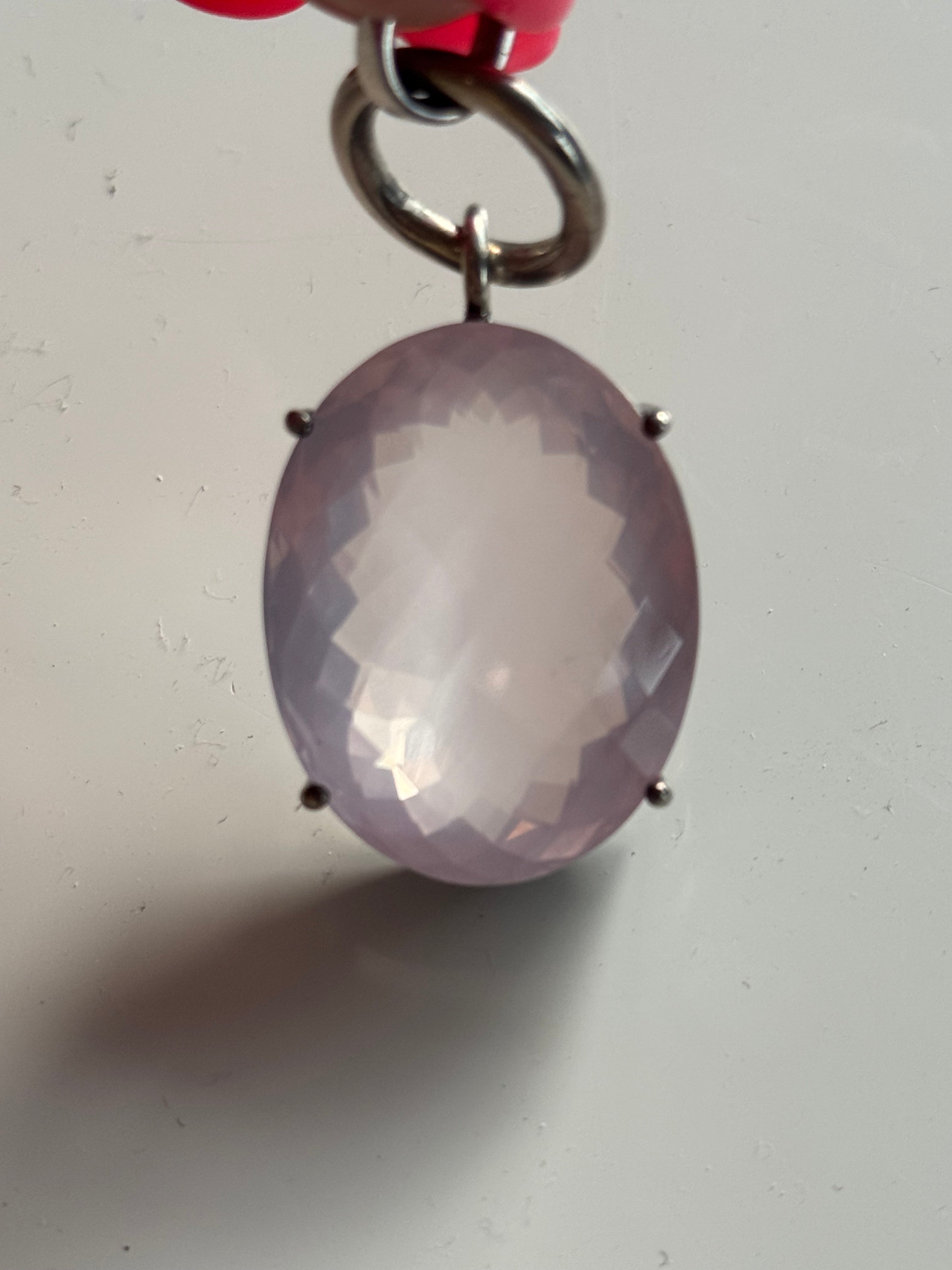 Rose Quartz Oxidised Sterling Silver Pendant Bespoke  – Rare & Stunning