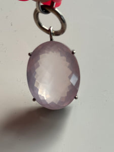 Rose Quartz Oxidised Sterling Silver Pendant Bespoke  – Rare & Stunning