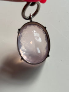 Rose Quartz Oxidised Sterling Silver Pendant Bespoke  – Rare & Stunning