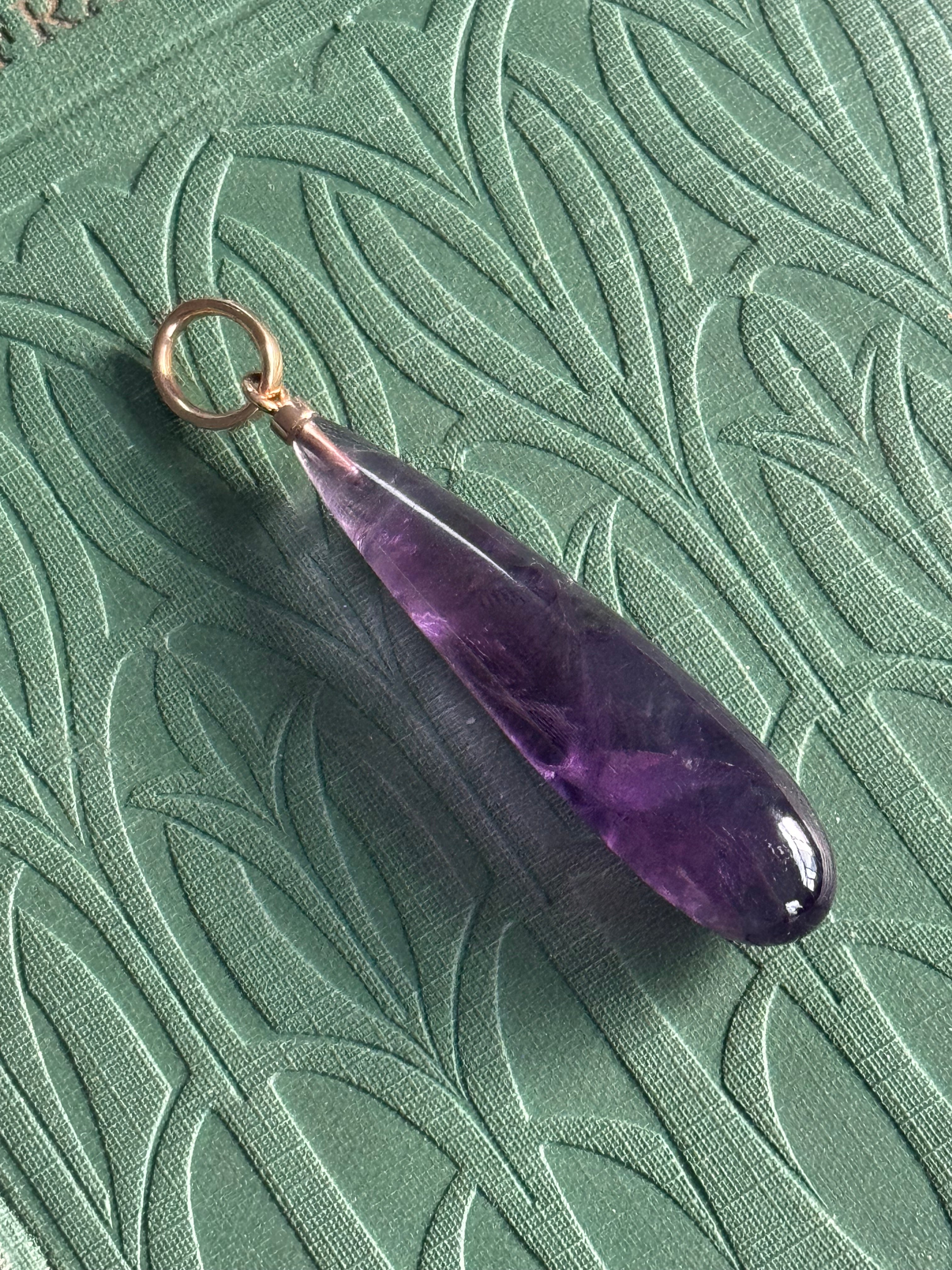9ct Yellow Gold Amethyst  Pendant Drop – Elegant & Timeless