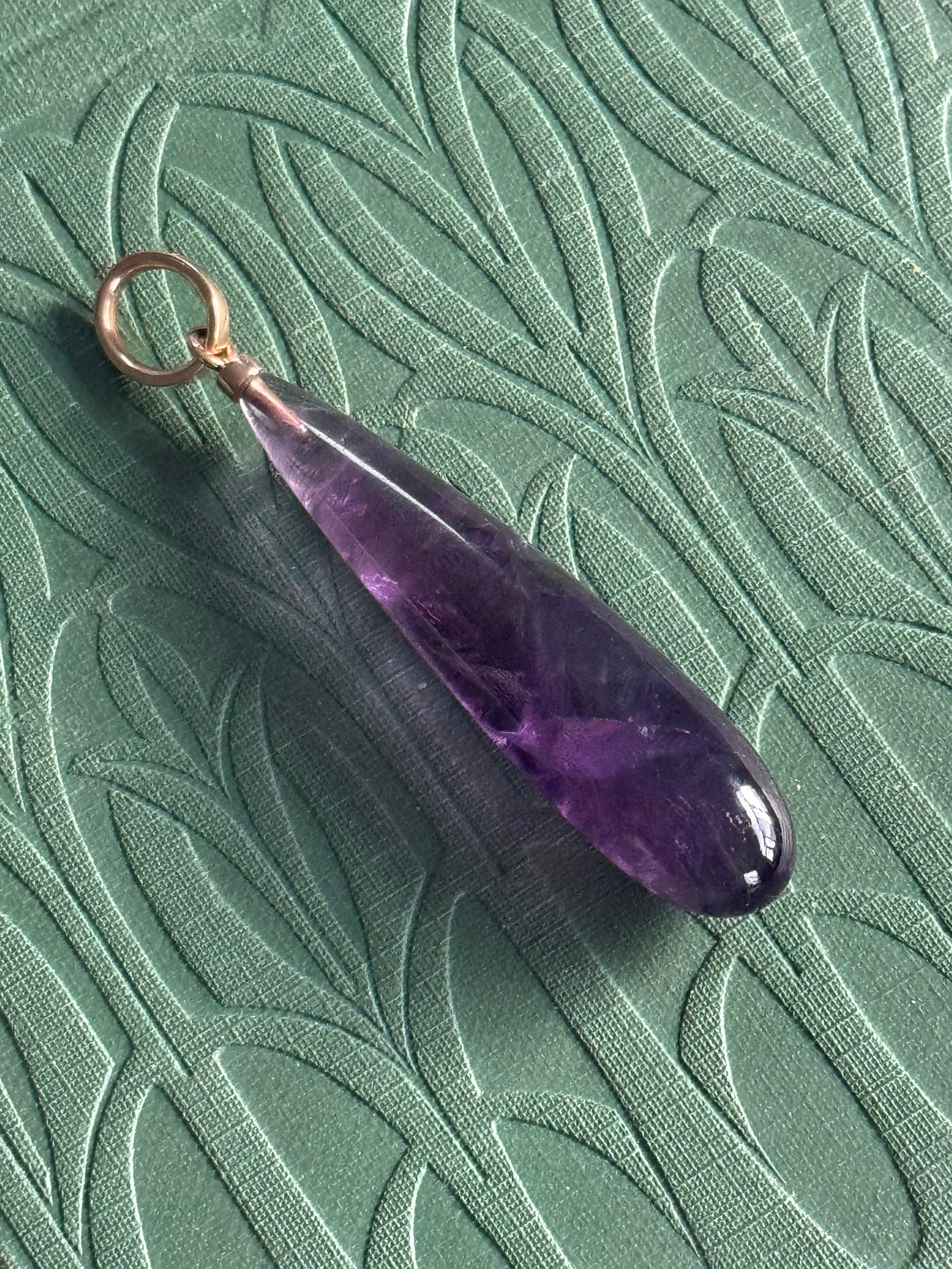 9ct Yellow Gold Amethyst  Pendant Drop – Elegant & Timeless
