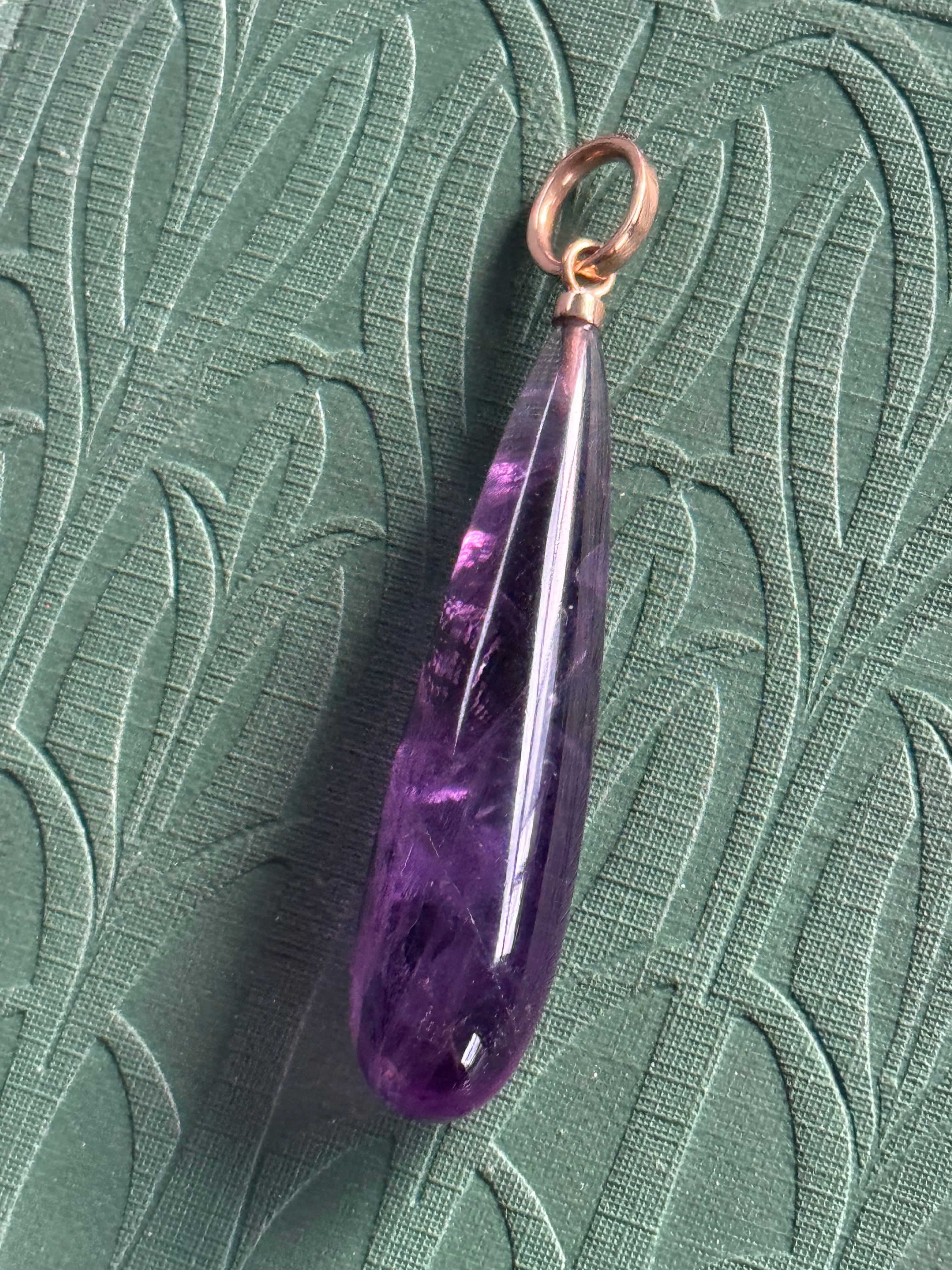 9ct Yellow Gold Amethyst  Pendant Drop – Elegant & Timeless