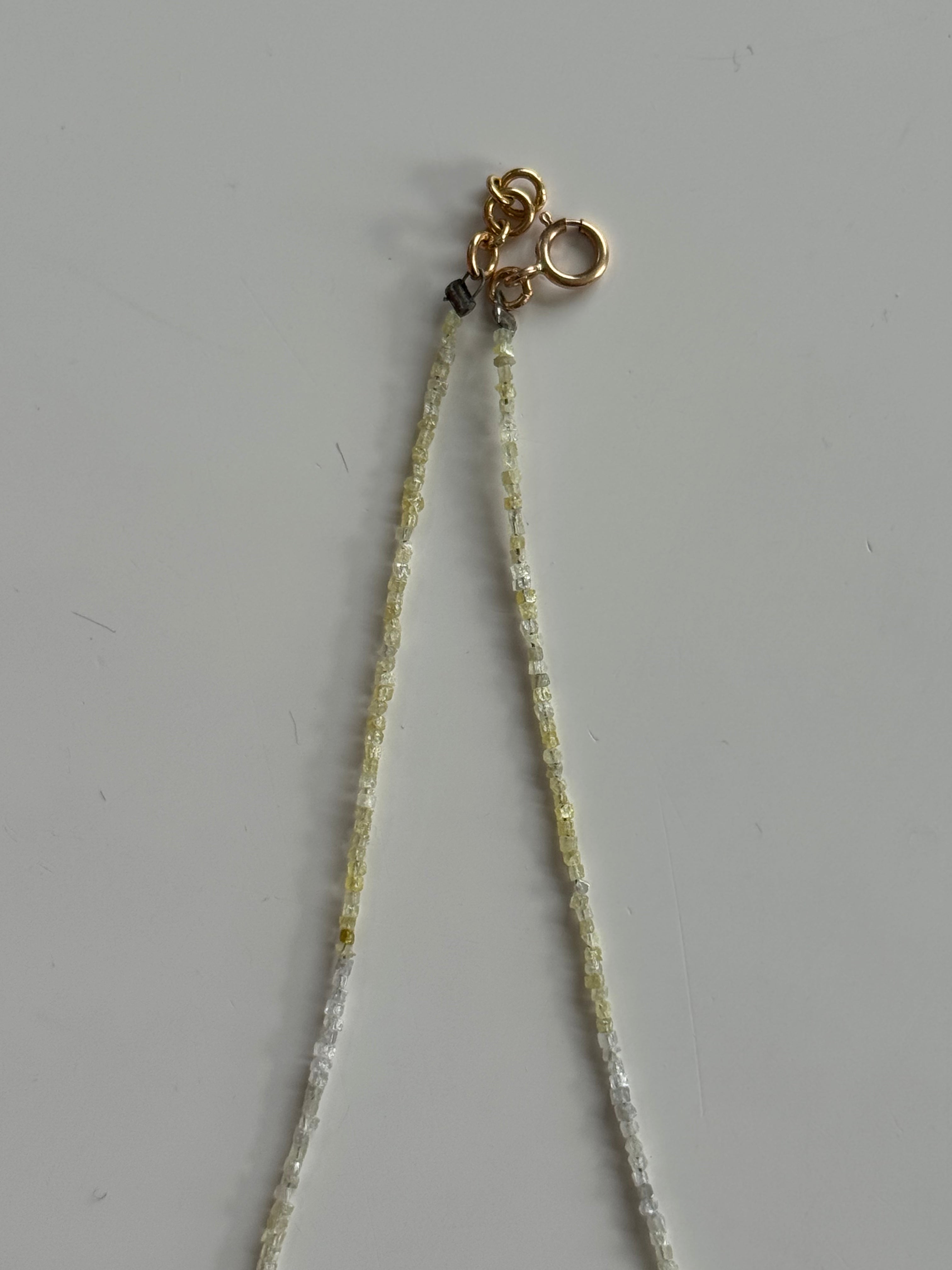 Raw Diamond Necklace 18ct Gold Yellow Gold Clasp - Unique Gift
