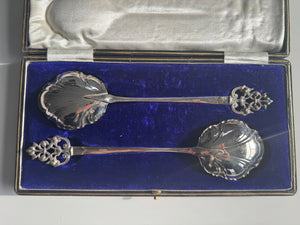 Stunning Server Spoons Quality Antique Boxed Set EPNS