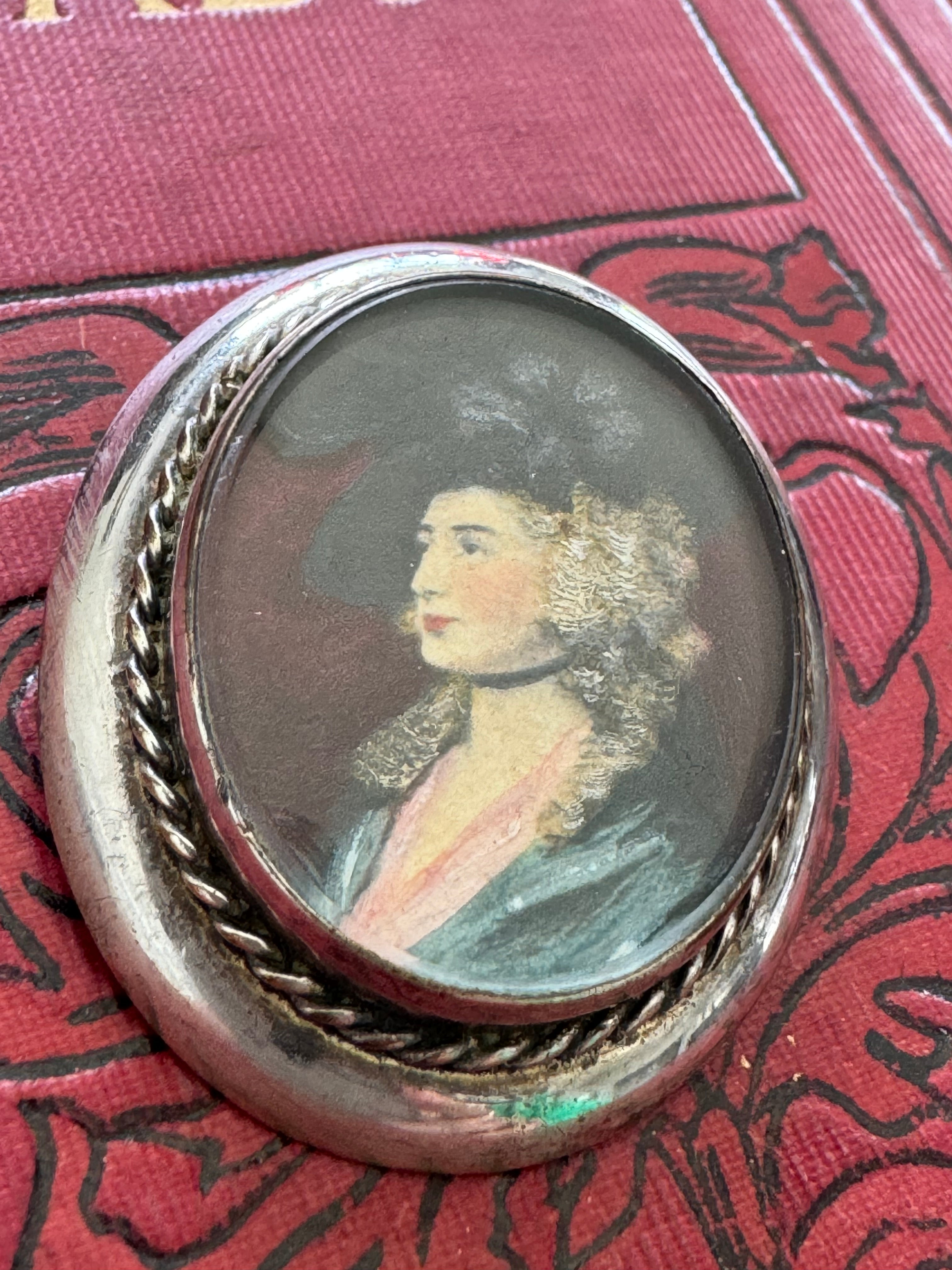Stunning Hand Painted Miniature Sterling Brooch