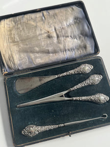 Beautiful Shoe & Glove set Sterling Silver handles