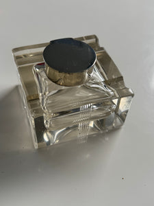Large Antique Cut Crystal Sterling Silver Top Ink Well