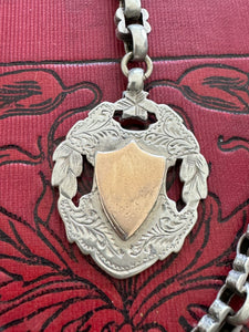 Antique Sterling Silver Pocket Watch Chain and 9ct Sterling Silver Pendant
