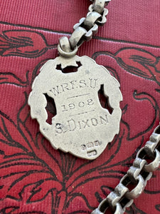 Antique Sterling Silver Pocket Watch Chain and 9ct Sterling Silver Pendant