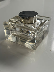 Large Antique Cut Crystal Sterling Silver Top Ink Well