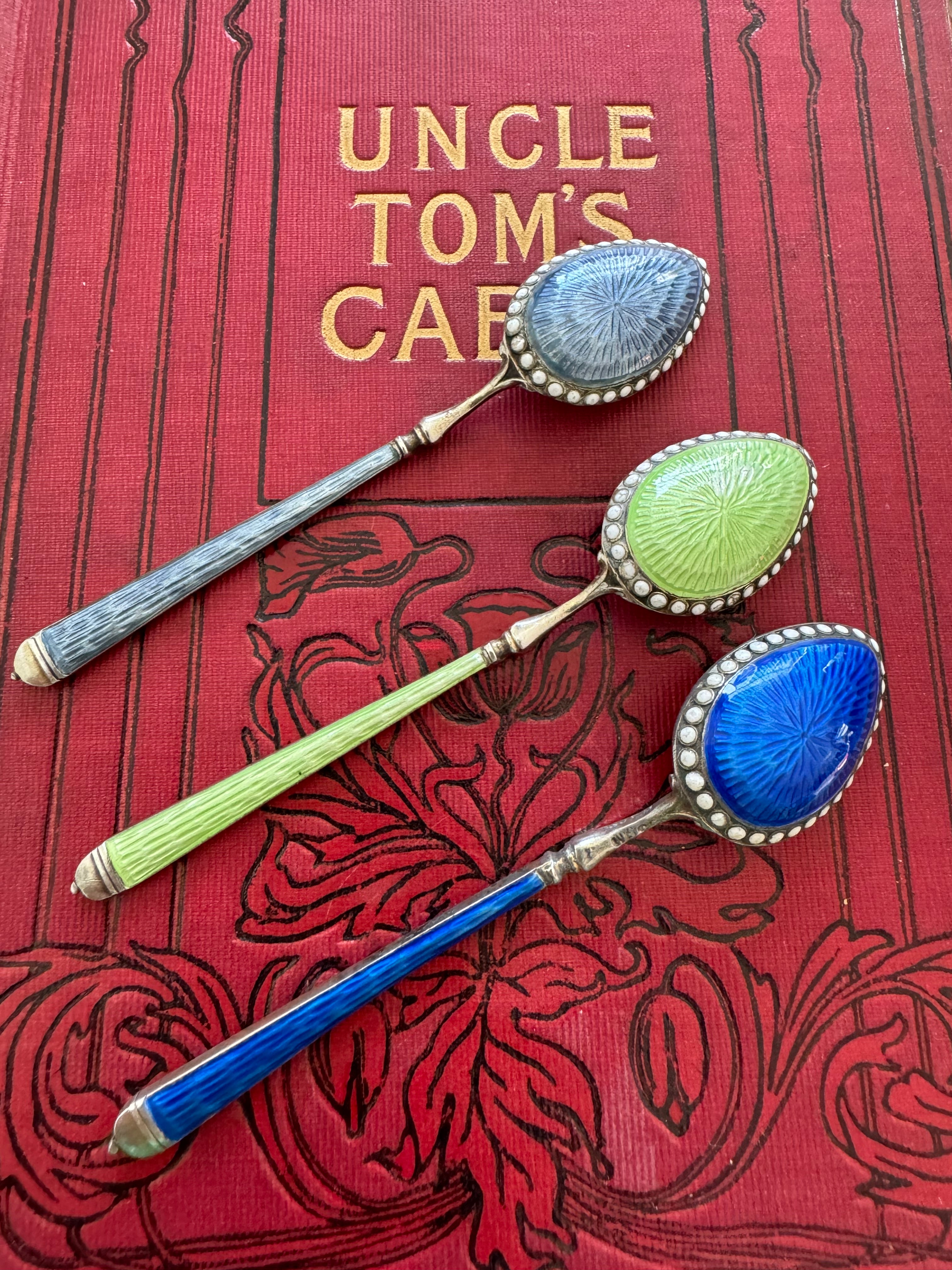 Silver Faberge Style Spoons x 3 Stamped 935 S.M