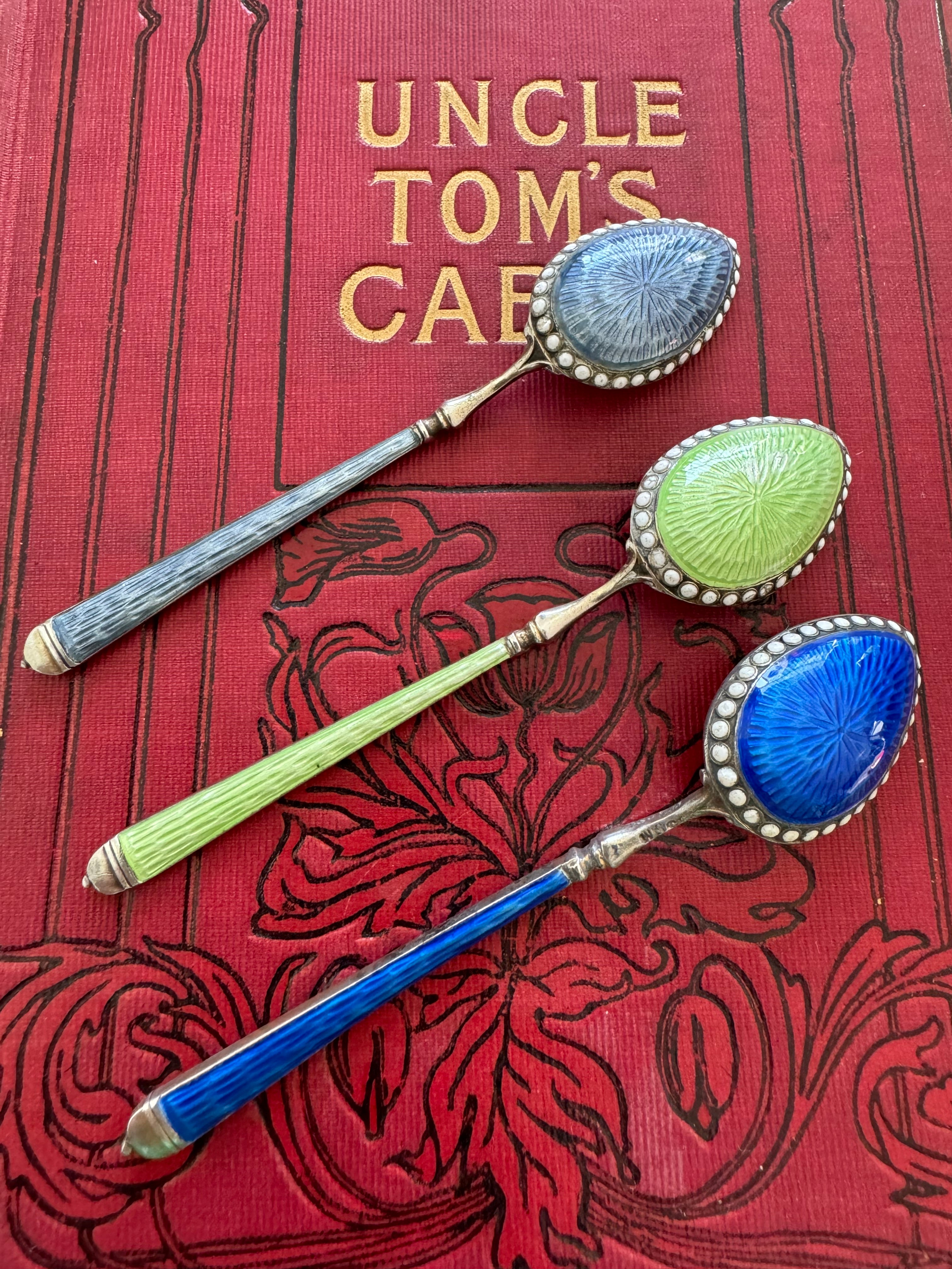 Silver Faberge Style Spoons x 3 Stamped 935 S.M