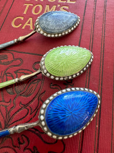 Silver Faberge Style Spoons x 3 Stamped 935 S.M