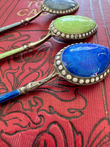 Silver Faberge Style Spoons x 3 Stamped 935 S.M