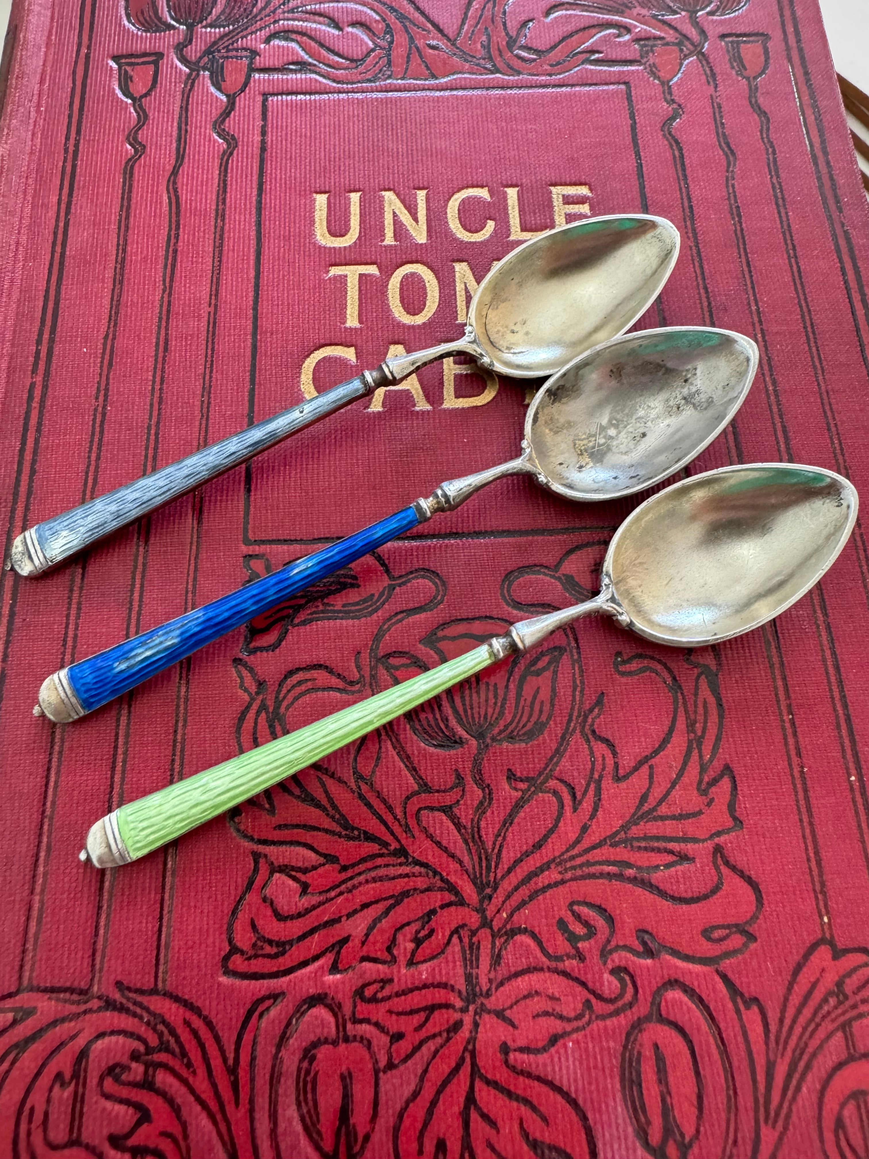 Silver Faberge Style Spoons x 3 Stamped 935 S.M
