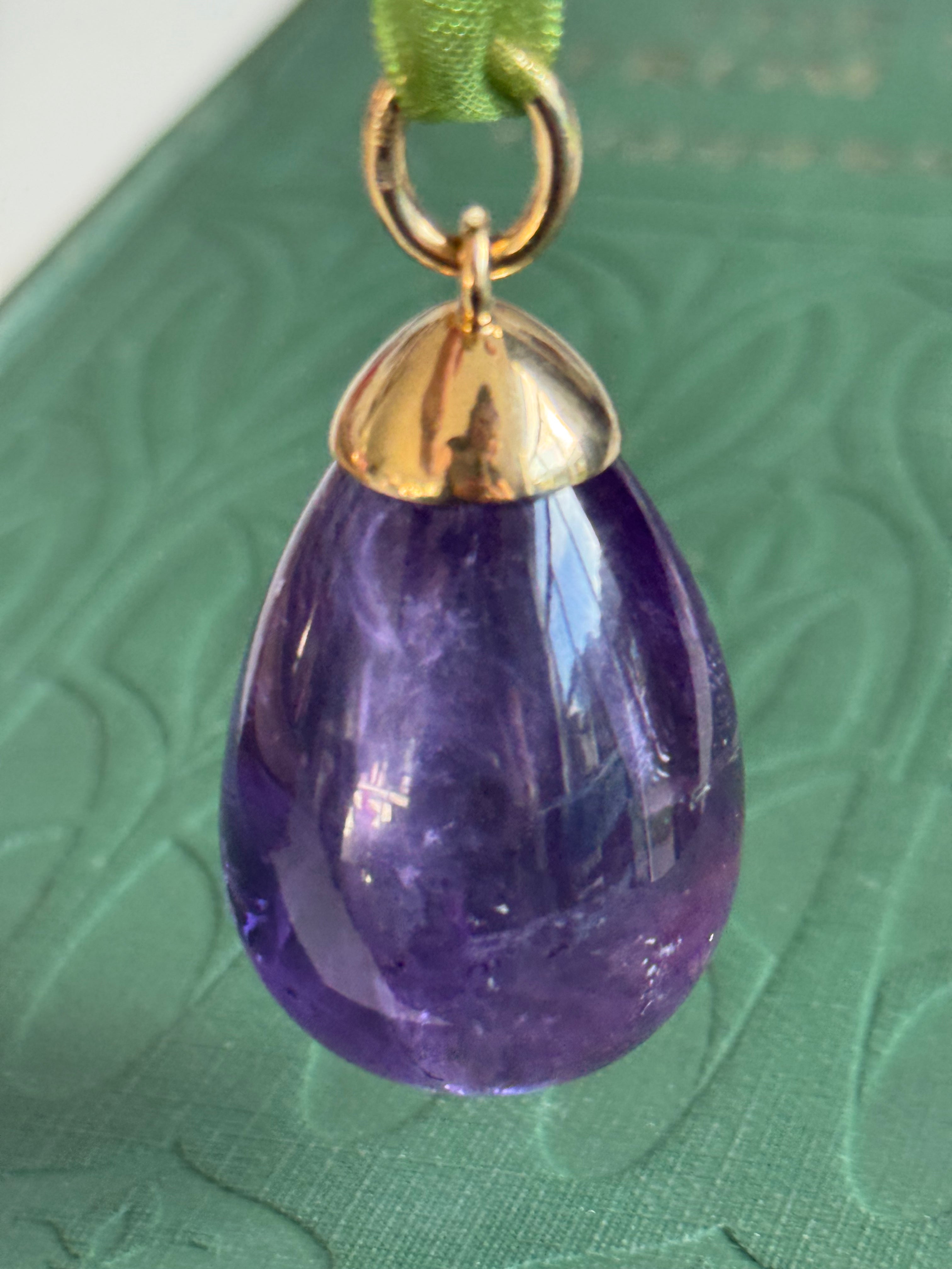 9ct Yellow Gold Amethyst  Pendant Drop – Elegant & Timeless