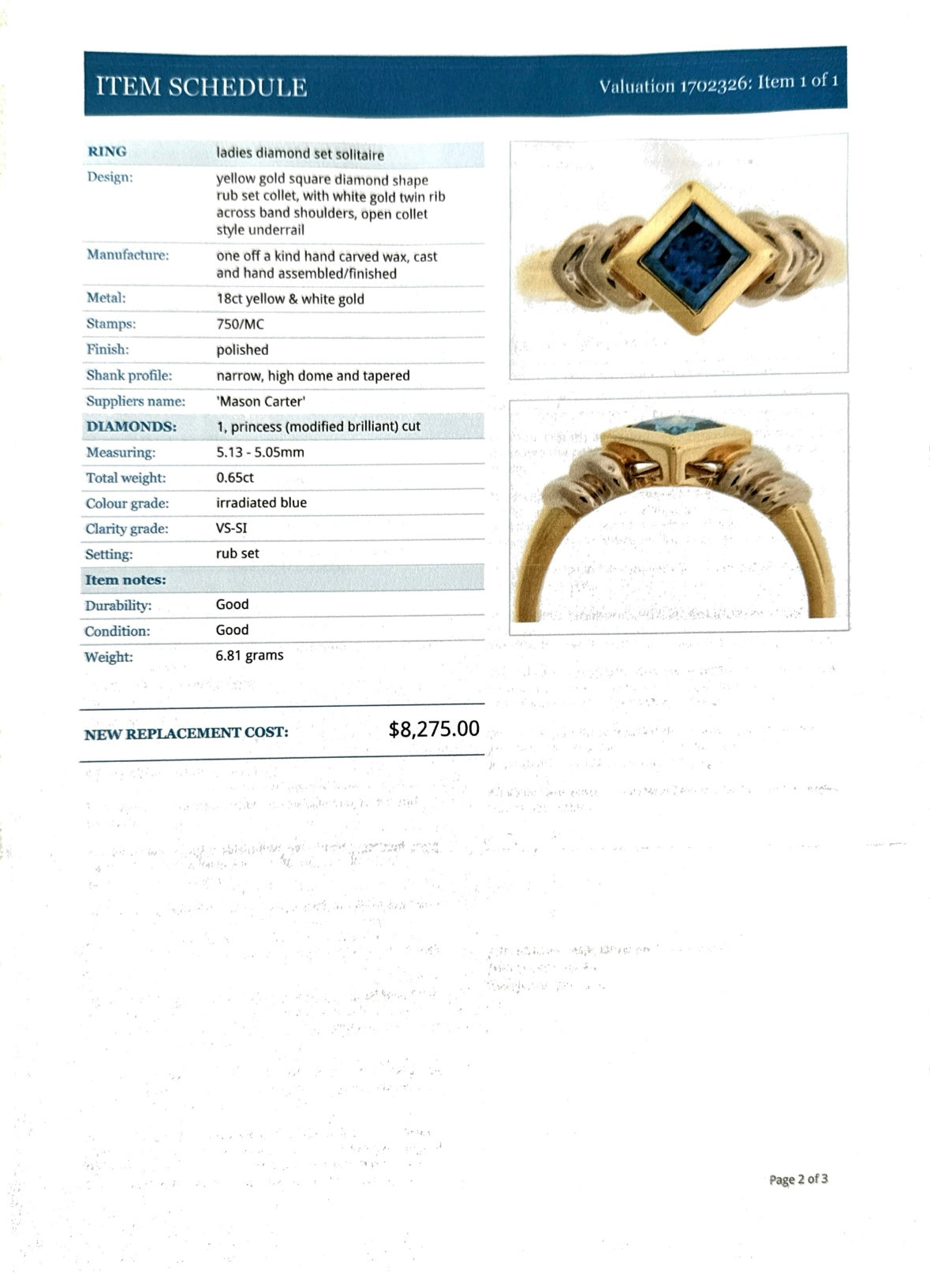 Unique 18ct Yellow & White Gold Blue Diamond Ring – Handcrafted Elegance