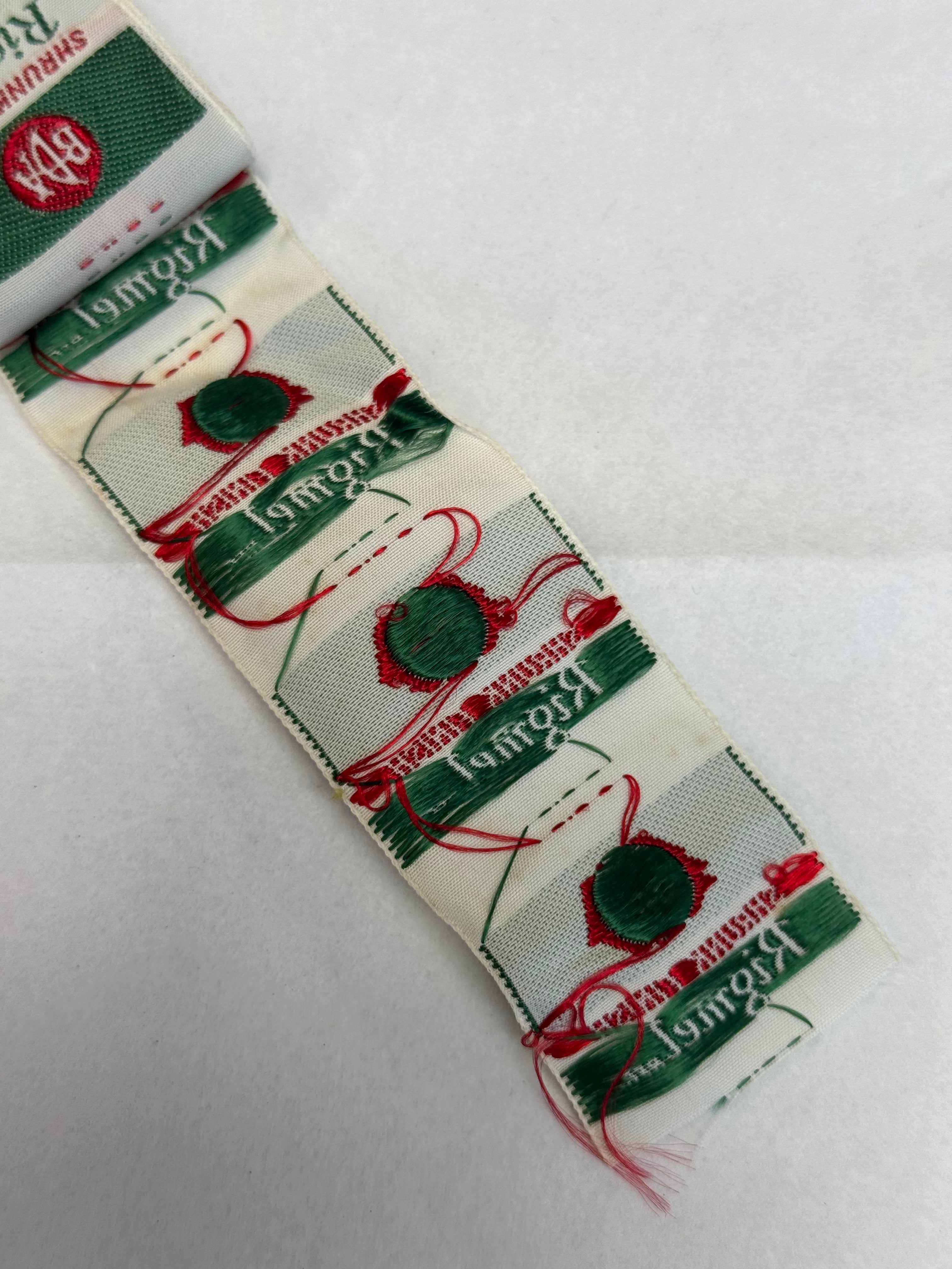 Vintage New Zealand Clothing Label BDA Shrunk Finish Rigmel - Sold By The Metre